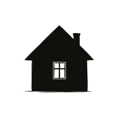 Black house silhouette with window and chimney