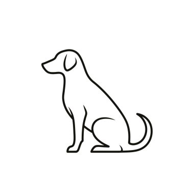 Oturan bir köpeğin çizgi çizimi