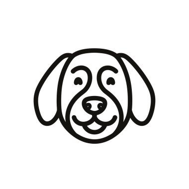 Siyah çizgi gülümseyen köpek yüzü çiziyor