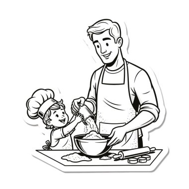 İnsan ve çocuk karıştırıyor hamuru kasede