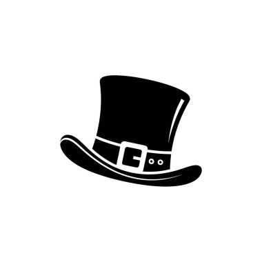 Beyaz bir arka planda izole edilmiş, tokalı şapkalı basit bir siyah siluet..