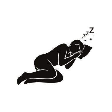 Bir kişi, kendi tarafında huzurlu bir şekilde uyurken tasvir edilir, Zzz sembolleri derin bir uyku ve rahatlama göstermektedir..