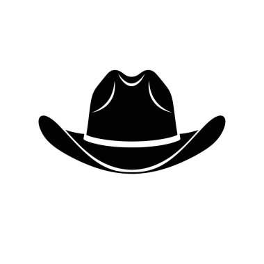 Geleneksel kovboy şapkası grafiğinin basit siyah silüeti.