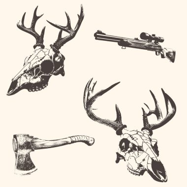 Tarzlı bir kafatası, hafif açılı, geniş kenarlı kovboy şapkası takıyor. Resim monokromatik bir palet ve desenli bir stil kullanır.