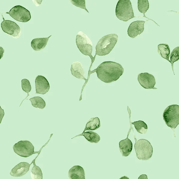 Çizimi Yeşil Yapraklar Yeşillik Suluboya Boya Boya Açık Yeşil Arka — Stok fotoğraf
