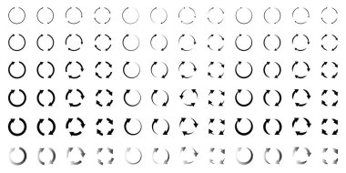 Yükleme ve Eşzamanlama Sürecini Güncellemek için Dönen Ok Sembolleri Koleksiyonu.