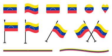 Venezuela Bayrak Vektör Koleksiyonu Ulusal Semboller ve Simgeler Ayarlandı