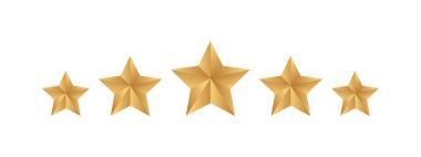 Gözden Geçirme Geribildirimi ve Kalite Konsepti için Beş Yıldız Sınıflandırma Altın Gradyan Tasarım Vektörü