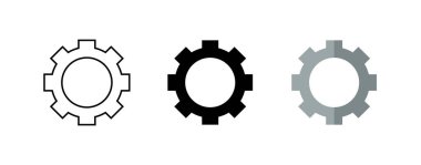 Farklı Gear Simgesi Biçimleri Temsil Etme Ayarları ve Mekanizma Tasarım Değişiklikleri Siyah Beyaz ve Gri Sürümler
