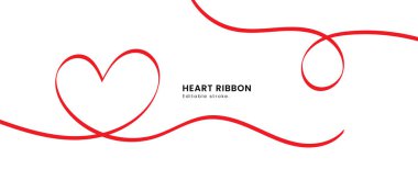 Kalp Kırmızısı Kurdele Çizgisi Arkaplan Dekorasyonu, Aşk Projeleri için Yaratıcı Romantik Eğik Vuruş Biçimi