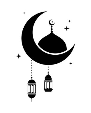 Kutlamalar için Fenerli Ramazan ve Kurban Bayramı Cami Silüeti Tasarımı