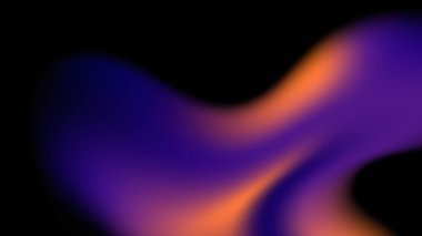 Mor ve turuncu ışık gradyanı olan soyut sıvı tasarımı koyu bir arkaplan üzerinde hafif bir tahıl dokusu, modern dijital sanat için ideal, fütüristik estetik ve dinamik duvar kağıdı ile yumuşak bir parıltı etkisi yaratıyor.