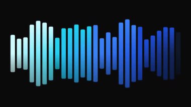 Veri Görselleştirmesi İçin Siyah Arkaplanda Soyut Ses Dalgası Çubukları Animasyon Mavi Gradyanı