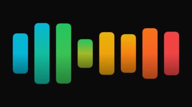 Animasyon Renkli Ses Dengeleyici Çubukları Siyah Arkaplanda Titreşen Modern Grafikler