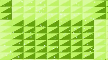Dinamik Yeşil Geometrik Soyut Arkaplan Animasyonu Düşen Beyaz Parçacıklar ve Değişen Üçgen Şablonu