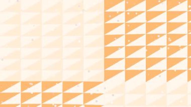 Geometrik Turuncu Üçgenler Yüzen Parçacıklar Soyut Arkaplan Döngüsü ile Bir Izgara Üzerinde Hareket Ediyor