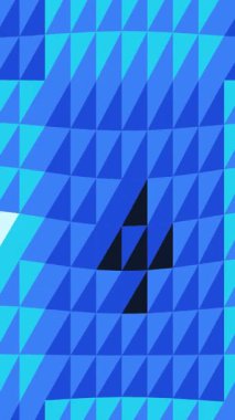 Üçgenler mavi geometrik bir desen içinde hareket ederek dinamik ve geleceksel bir görsel etki yaratıyorlar.