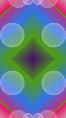 Büyüleyici bir elmas deseni pembe, mor ve yeşil renklerde neon renklerle parlayarak dinamik ve geleceksel bir görsel etki yaratır..