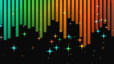 Parlayan neon ışıkları ve yıldızları olan soyut renkli bir arkaplan. vektör illüstrasyonu