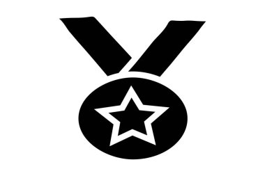Cesur, siyah ve beyaz bir madalya ikonu. Madalya, merkezinde kalın beyaz bir yıldız çizgisi olan koyu siyah bir çemberdir..