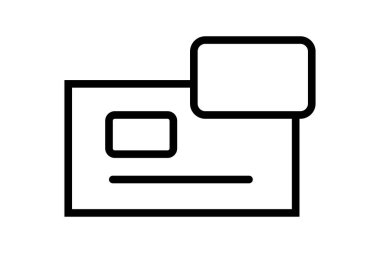 Görüntü üst üste binen iki kredi kartının siyah ana hatlı simgesini gösteriyor. Bir kart öne yerleştirilirken, diğer kart biraz arkasında..