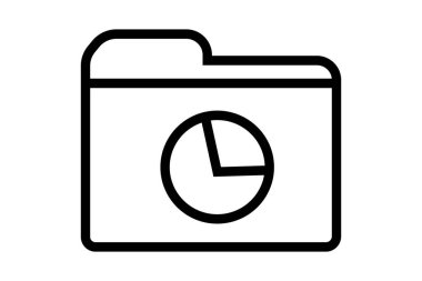 Resim, bir dosya dizininin basit, siyah beyaz çizgi resim simgesidir. Dizin içinde, bir kısmı tamamen dolu dairesel bir pasta grafiği var.