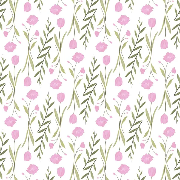 Çiçekler ve yapraklarla kusursuz desen