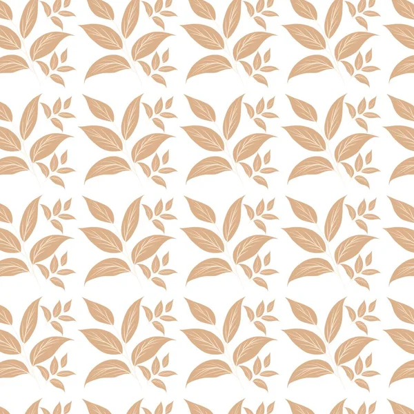 Beyaz arkaplanda kahverengi yapraklı pürüzsüz desen