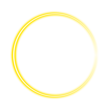 İllüstrasyon: Beyaz veya şeffaf png üzerinde izole edilmiş salıncak eğimli tasarım içinde boş merkezi kopya alanı ile sarı neon ışık dairesi yuvarlak çerçeve sınırı