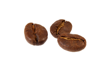Beyaz veya şeffaf png üzerinde izole üç kahve çekirdekli makro grup