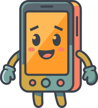 Yüz İfadesiyle Çizgi Film Akıllı Telefon Karakteri.