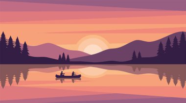 Arkasında dağlar ve ağaçlar olan göl.