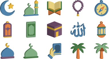 Bayram simgeleri ayarlandı. vektör.