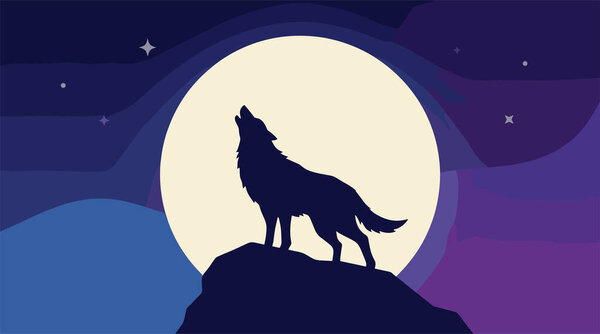 Wolf howling at moon.