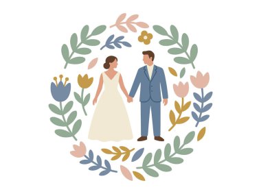 Gelin ve Damat Düğün Çizimi.