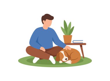 Otların Üzerinde Köpek Oturan Adam.