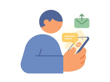 Akıllı Telefon 'da Mesaj Gönderen Adam.