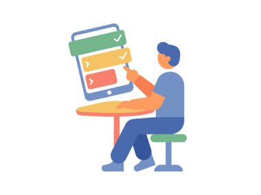 Masada oturan adam dizüstü bilgisayar kullanıyor.