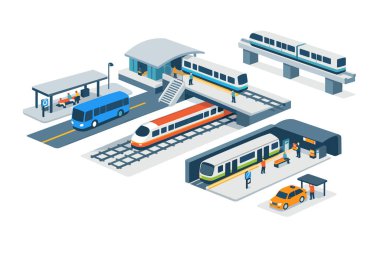 tren istasyonu izometrik bileşimi