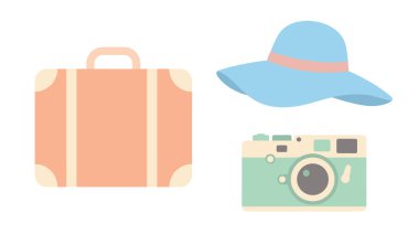 Yaz tatilleri vektör illüstrasyon tasarımının simgelerini ayarla