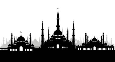 İslami Cami Silüeti Skyline Dini İnşaat Tasarımı