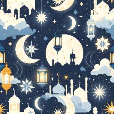 Zarif İslami Bayram Kutlama Gecesi Gökyüzü Şablonu