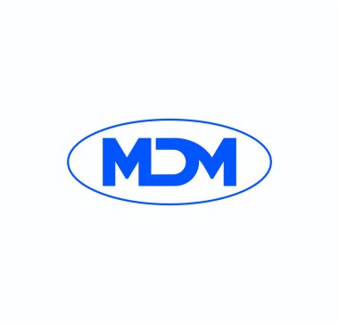 MDM company monogram in an oval shape. MDM blue logo.