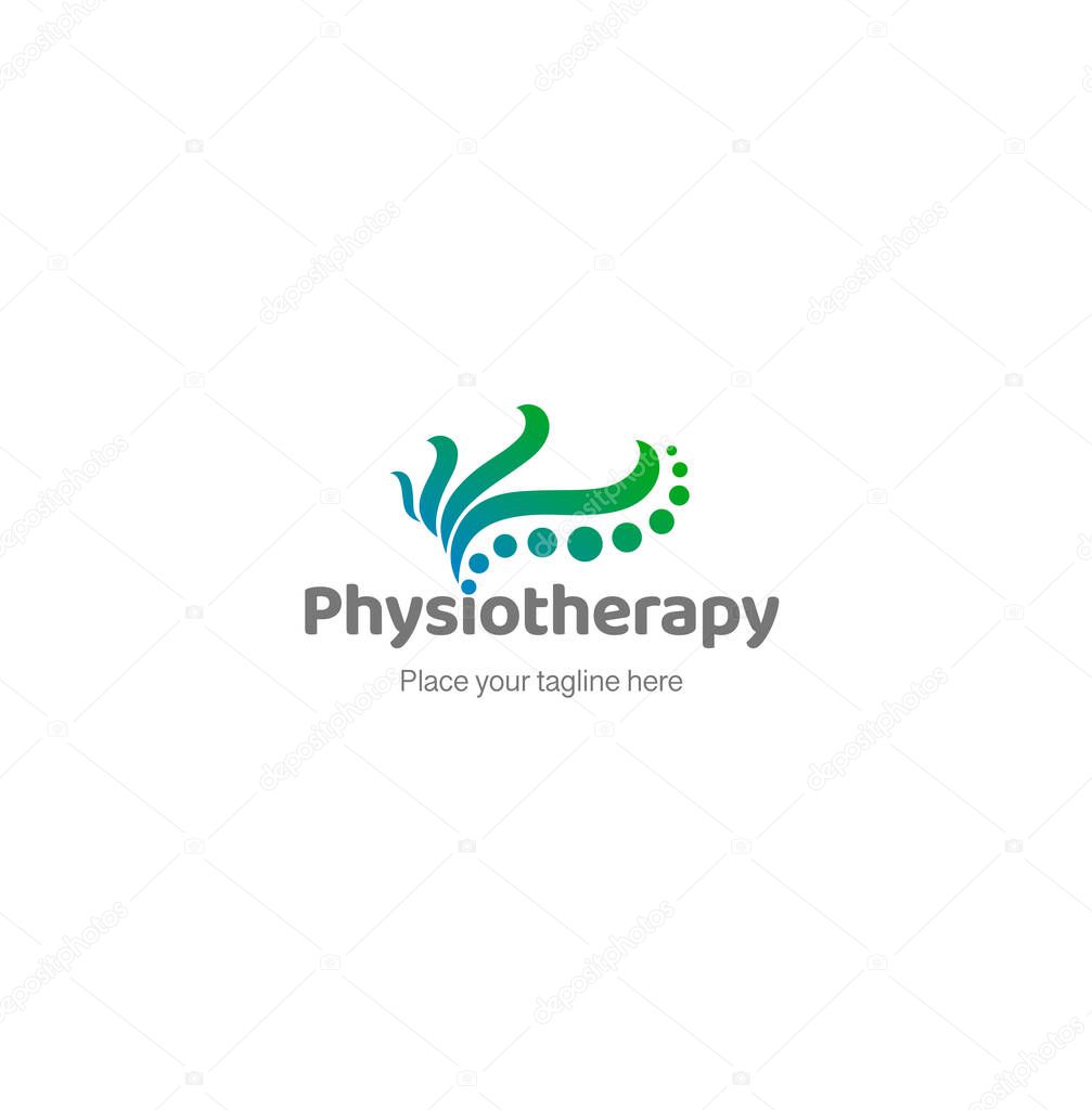 Physiotherapy green logo. physiotherapy typography logo/