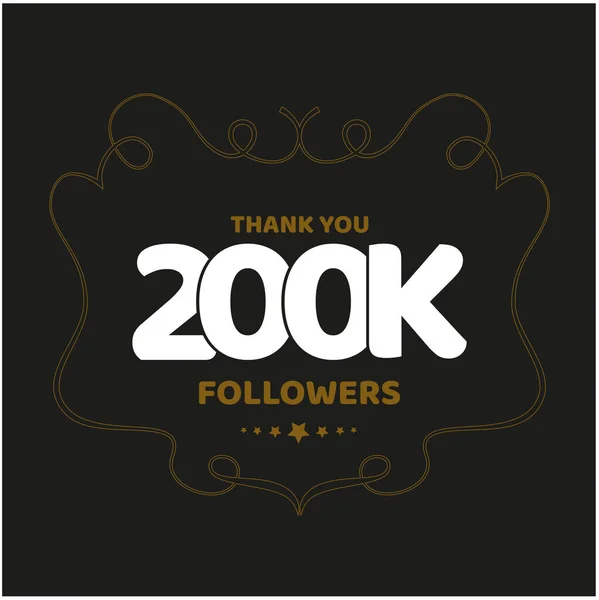 感谢粉丝在社交媒体上完成了200000名粉丝 — 图库矢量图片
