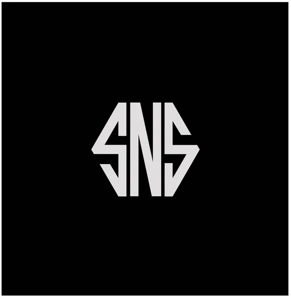 黑色背景上的Sns单字 六边形中的Sns字母 — 图库矢量图片