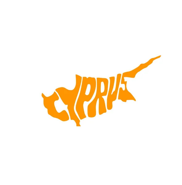 Chipre Mapa Letras Chipre Mapa Tipografia Forma Mapa —  Vetores de Stock