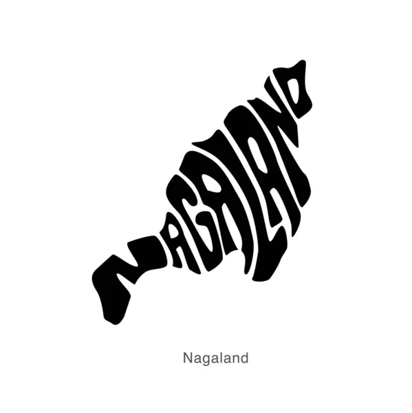 Nagaland Escrito Forma Mapa Mapa Letras Nagaland —  Vetores de Stock