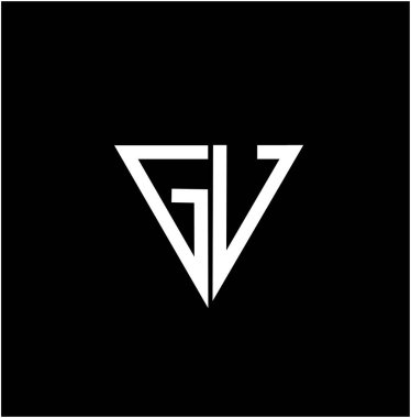 Üçgen şekilli GV harfleri. GV Monogramı.