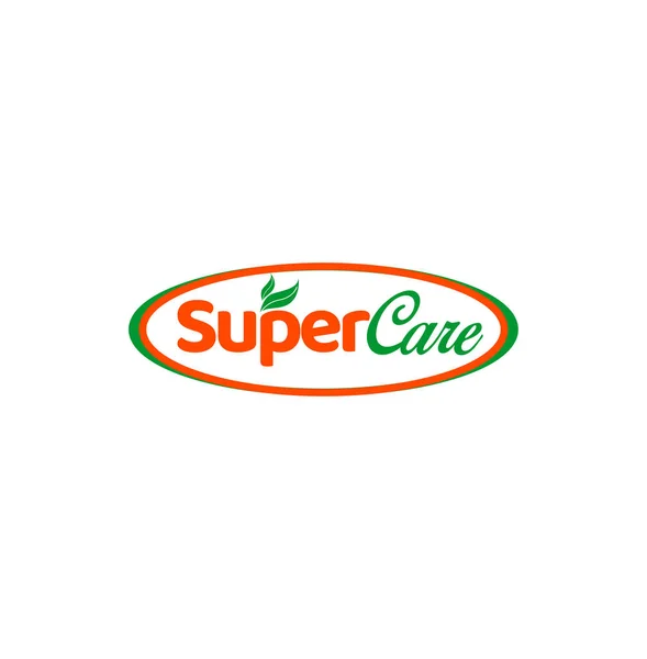 Super Care Shop Logo Two Green Leafs — Stock Vector